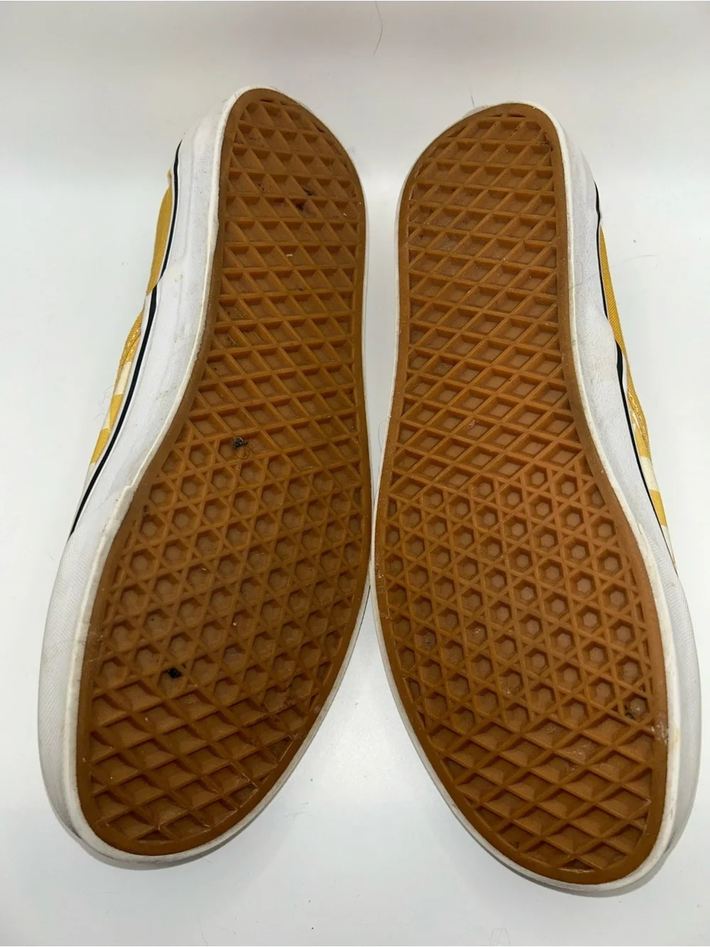 Vans yellow and white checkerboard slide ons M 9/W 10.5